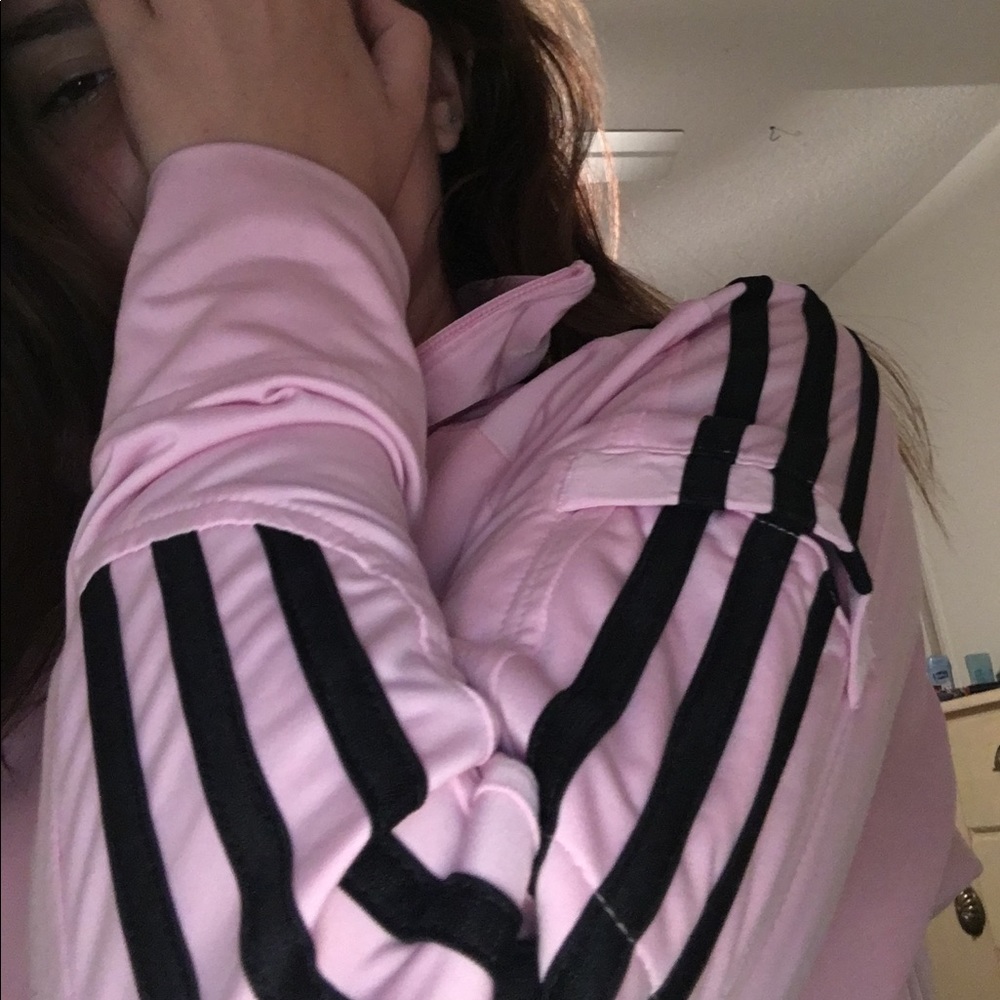 Adidas pink workout zip up jacket